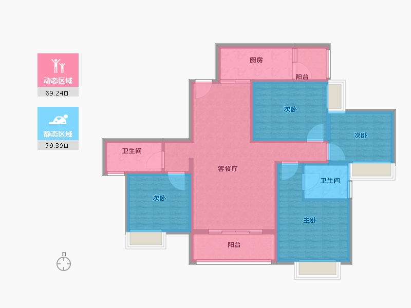 陕西省-安康市-御公馆三期-114.51-户型库-动静分区