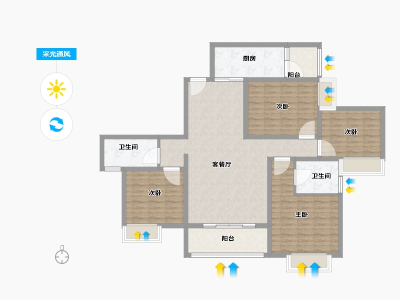 陕西省-安康市-御公馆三期-114.51-户型库-采光通风