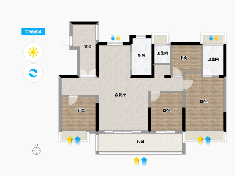 江苏省-苏州市-鲲湖天境花园-112.00-户型库-采光通风