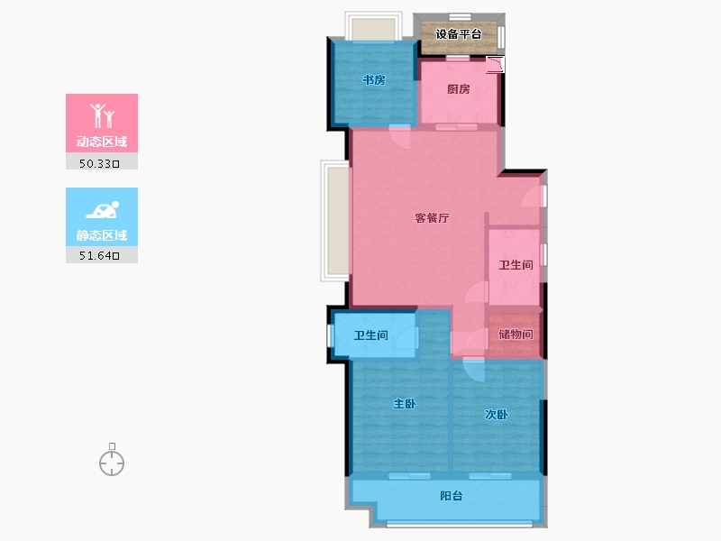 江苏省-南通市-绿城·晓风印月-94.00-户型库-动静分区