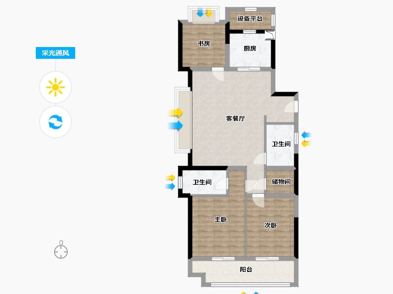 江苏省-南通市-绿城·晓风印月-94.00-户型库-采光通风