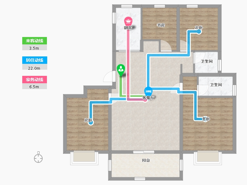 江苏省-南通市-仁恒公园世纪-106.00-户型库-动静线