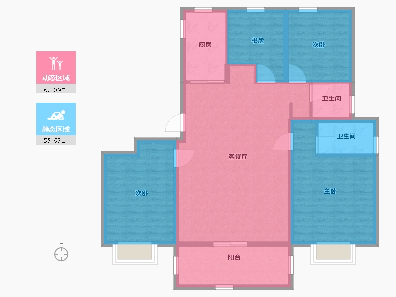 江苏省-南通市-仁恒公园世纪-106.00-户型库-动静分区