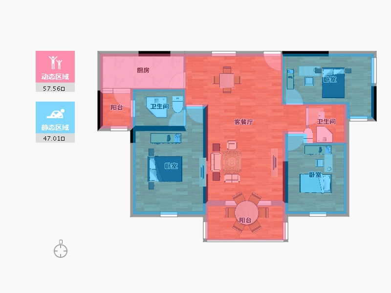 江苏省-南京市-碧桂园城市花园-94.00-户型库-动静分区