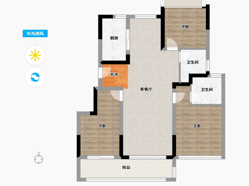 江苏省-苏州市-春栖和庭-86.00-户型库-采光通风