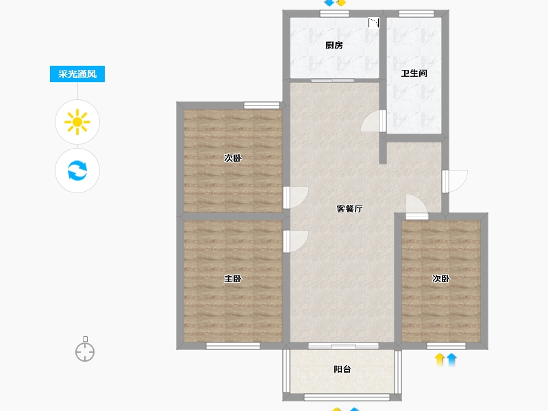 江苏省-盐城市-金丰花园-96.00-户型库-采光通风