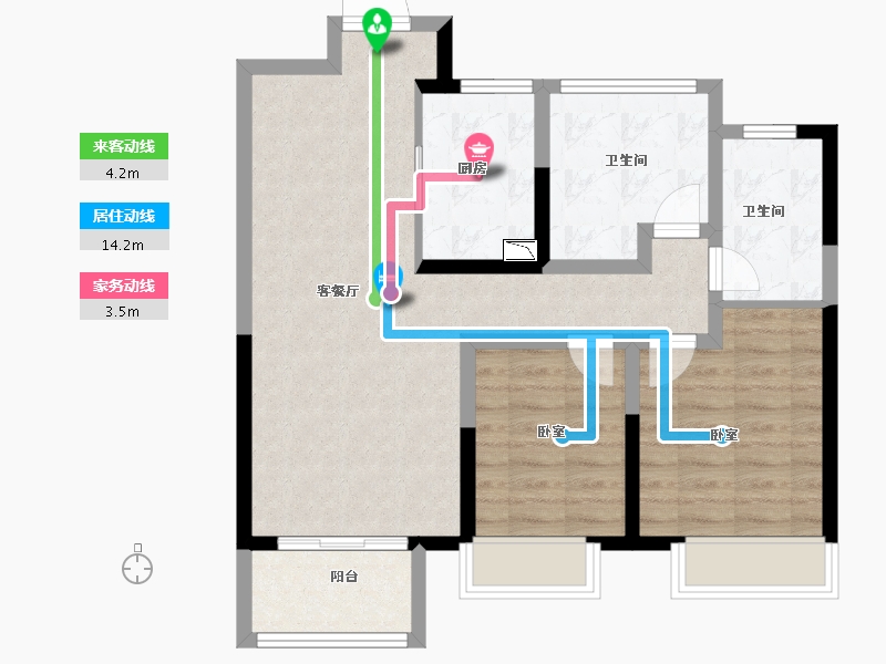 江苏省-苏州市-印象花园-75.00-户型库-动静线