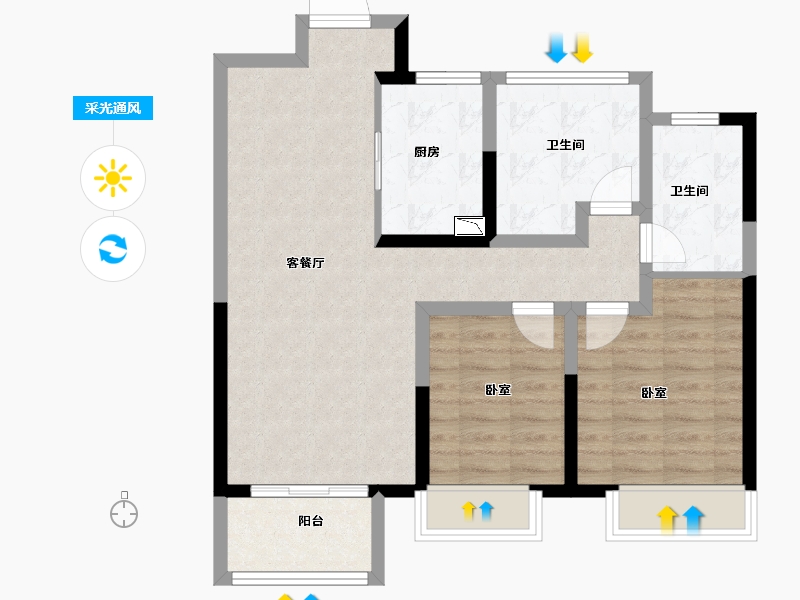 江苏省-苏州市-印象花园-75.00-户型库-采光通风