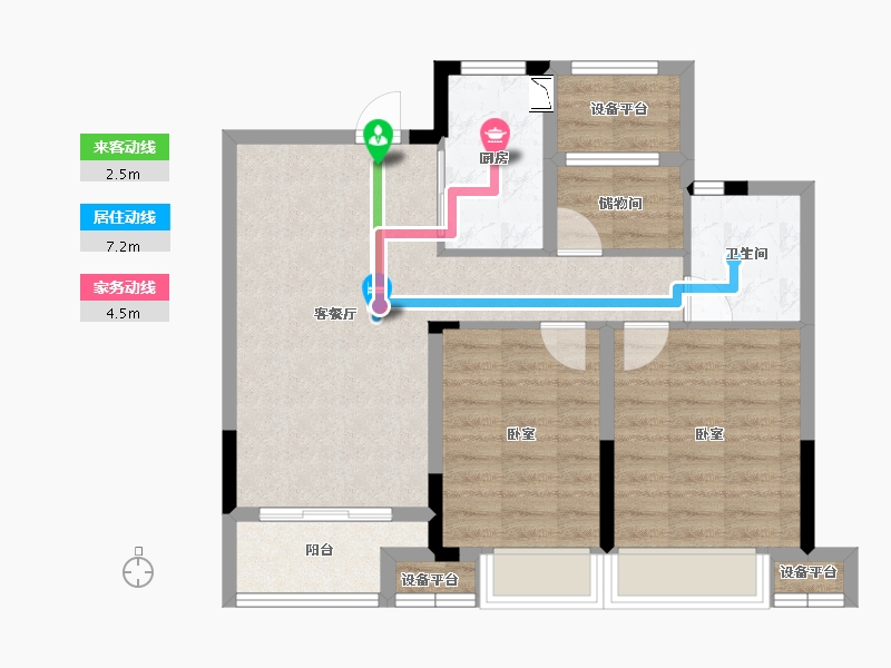 江苏省-苏州市-融创金成·湖山赋-71.58-户型库-动静线