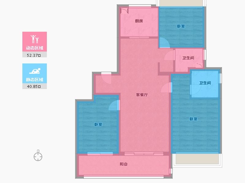 江苏省-苏州市-绿城明月江南-83.00-户型库-动静分区