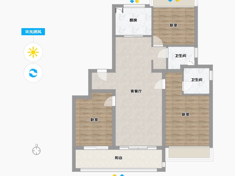 江苏省-苏州市-绿城明月江南-83.00-户型库-采光通风