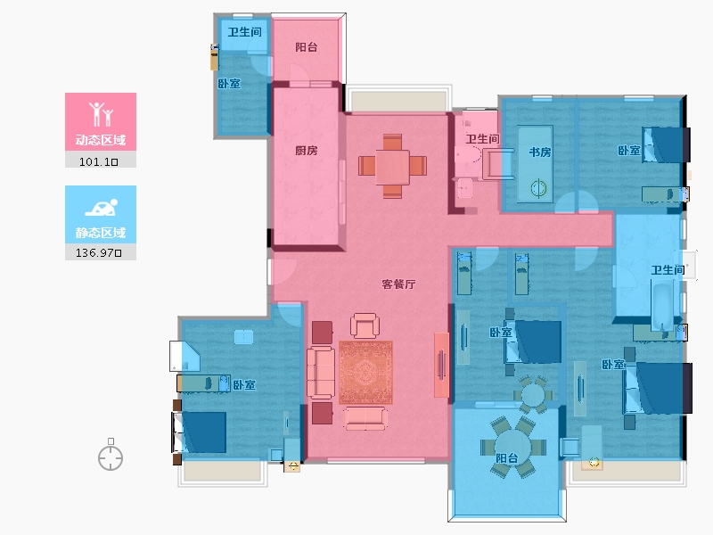 江苏省-南京市-碧桂园城市花园-216.18-户型库-动静分区