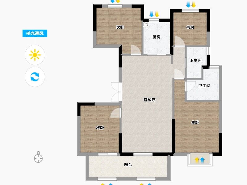 江苏省-盐城市-中庚香海新时代-105.60-户型库-采光通风