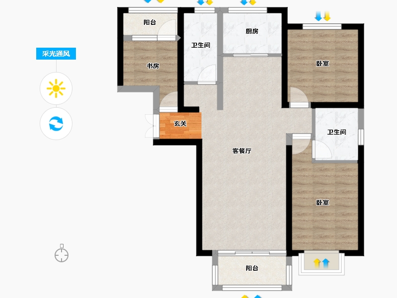 甘肃省-兰州市-润泽佳苑-80.94-户型库-采光通风