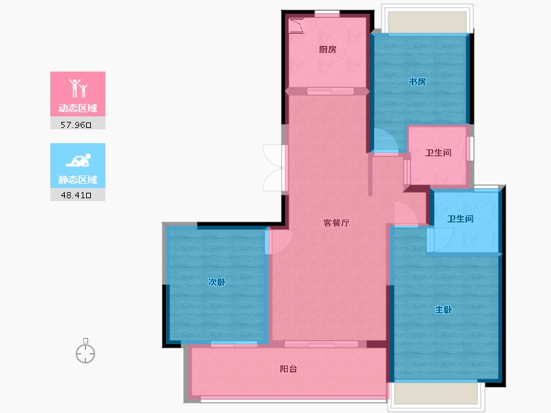 江苏省-盐城市-万科悦达翡翠国际-95.20-户型库-动静分区