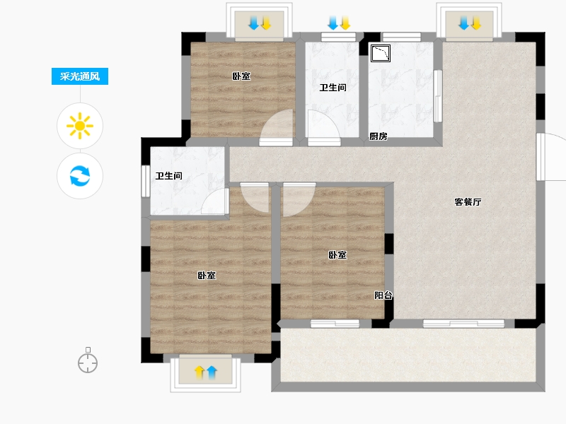 江西省-抚州市-明屹明樾台-91.00-户型库-采光通风