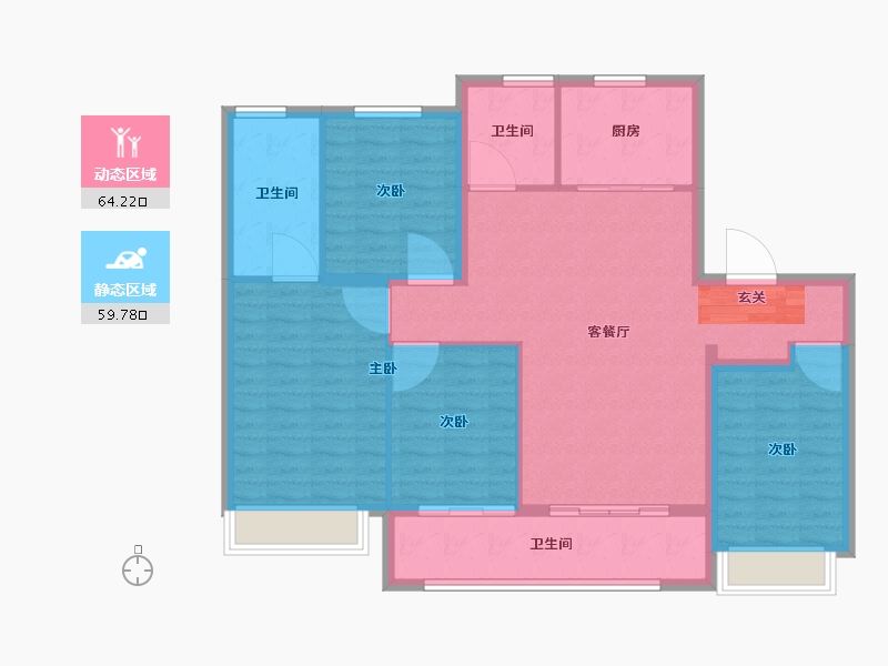 江苏省-无锡市-万科北门塘上-113.00-户型库-动静分区