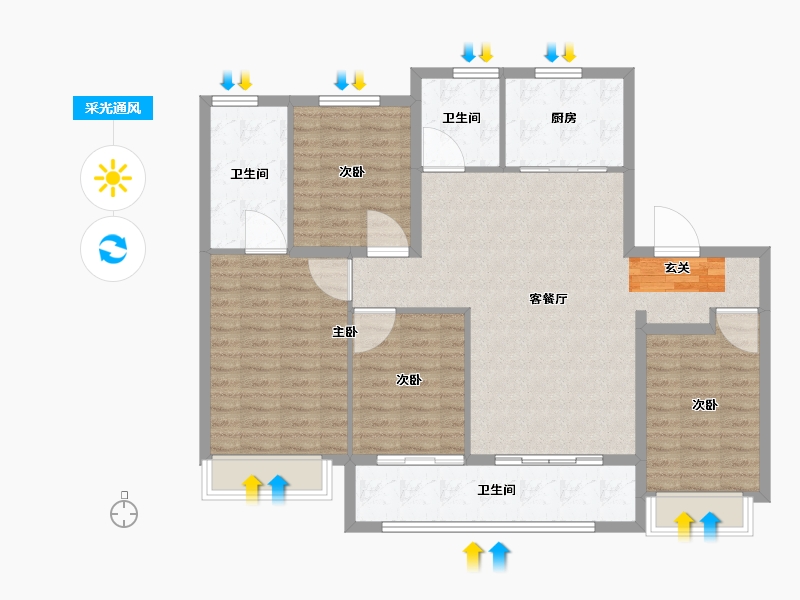 江苏省-无锡市-万科北门塘上-113.00-户型库-采光通风