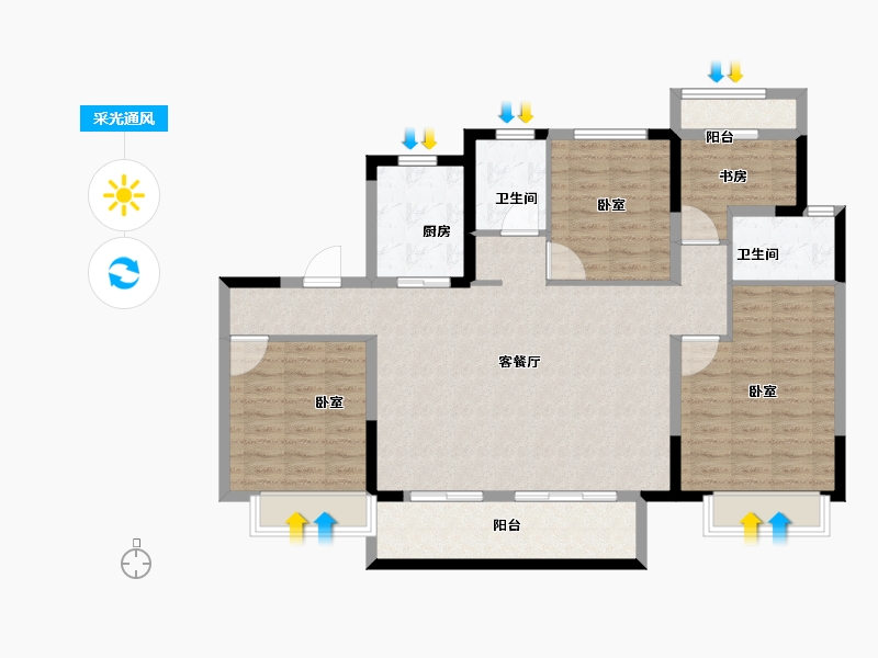 江苏省-苏州市-奥园·湖山府-110.00-户型库-采光通风