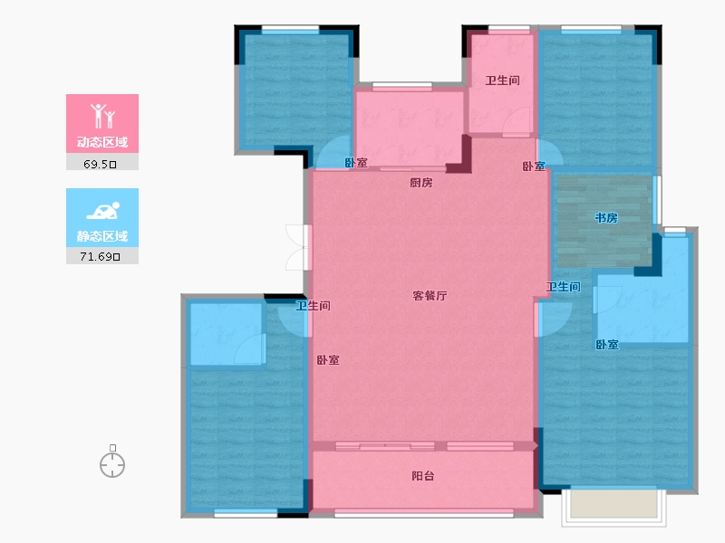 江苏省-徐州市-云龙湖·峰荟-128.00-户型库-动静分区