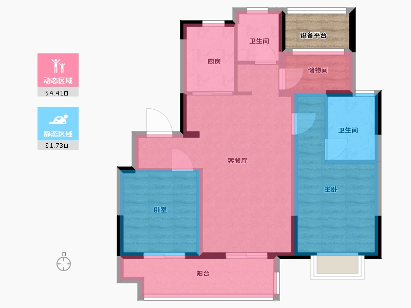 江苏省-苏州市-旭辉吴门里-80.05-户型库-动静分区