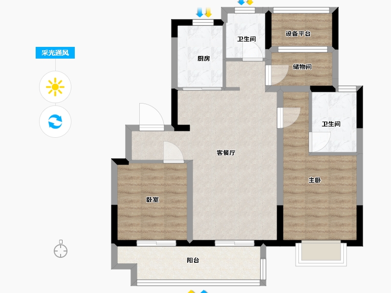 江苏省-苏州市-旭辉吴门里-80.05-户型库-采光通风