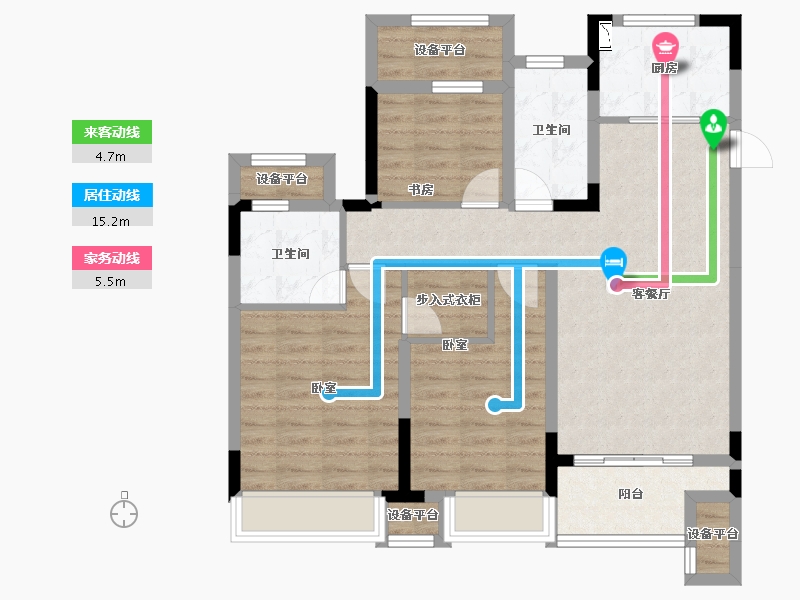 江苏省-苏州市-融创金成·湖山赋-88.08-户型库-动静线