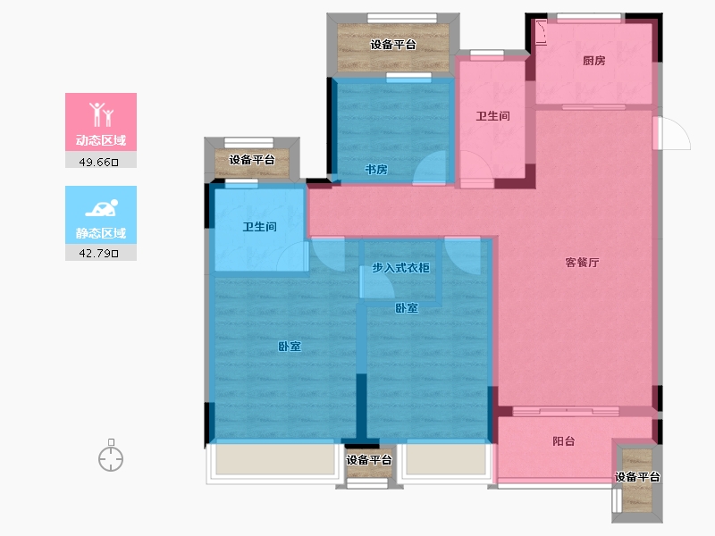 江苏省-苏州市-融创金成·湖山赋-88.08-户型库-动静分区