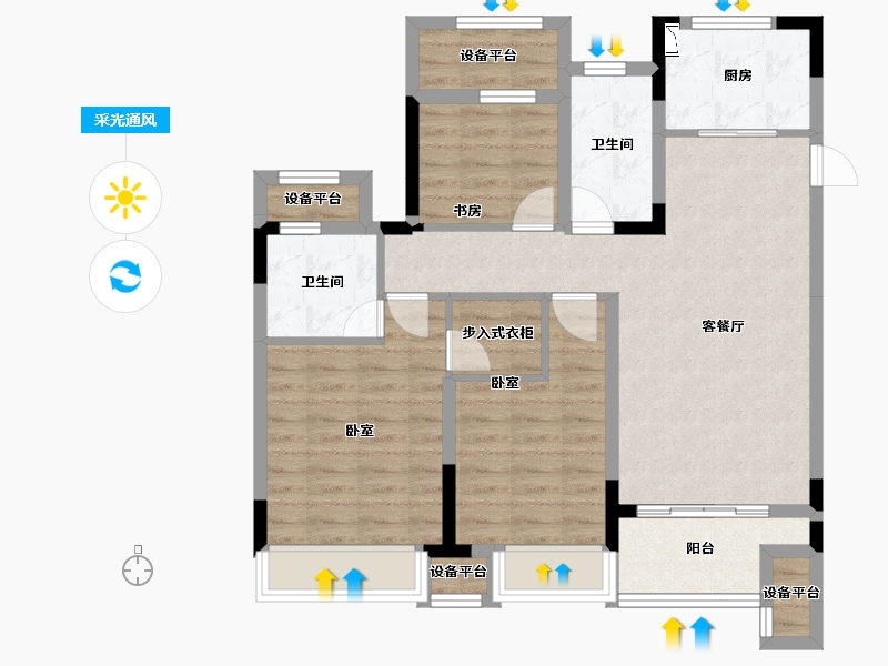 江苏省-苏州市-融创金成·湖山赋-88.08-户型库-采光通风