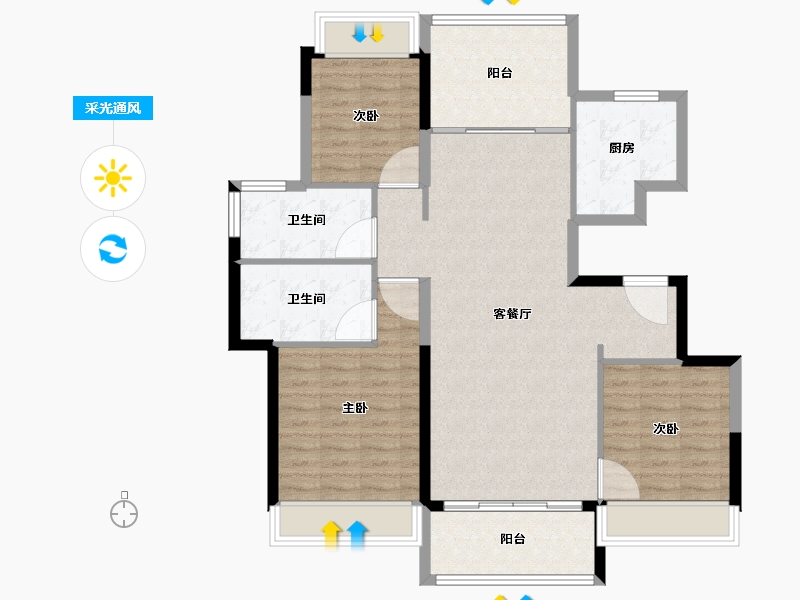 江苏省-徐州市-新沂恒大观澜府-103.01-户型库-采光通风