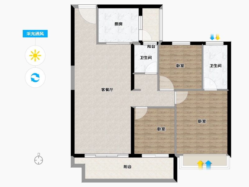 江苏省-镇江市-碧桂园·云顶-113.21-户型库-采光通风