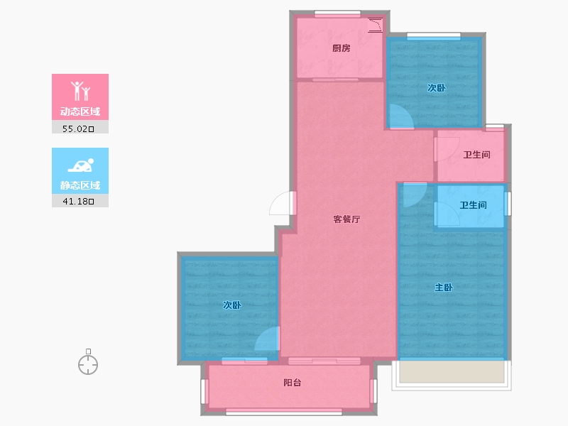 江苏省-徐州市-保利合景珑湾-87.57-户型库-动静分区