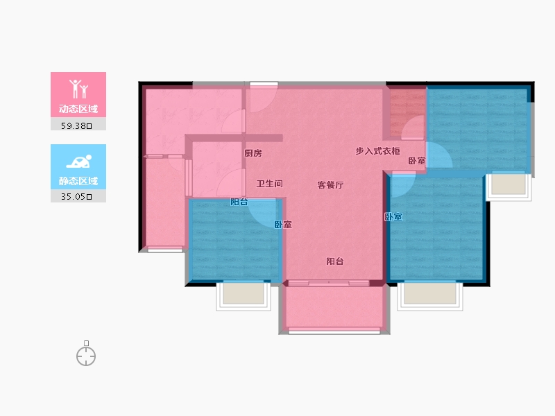 江苏省-苏州市-江湾雅园-84.00-户型库-动静分区