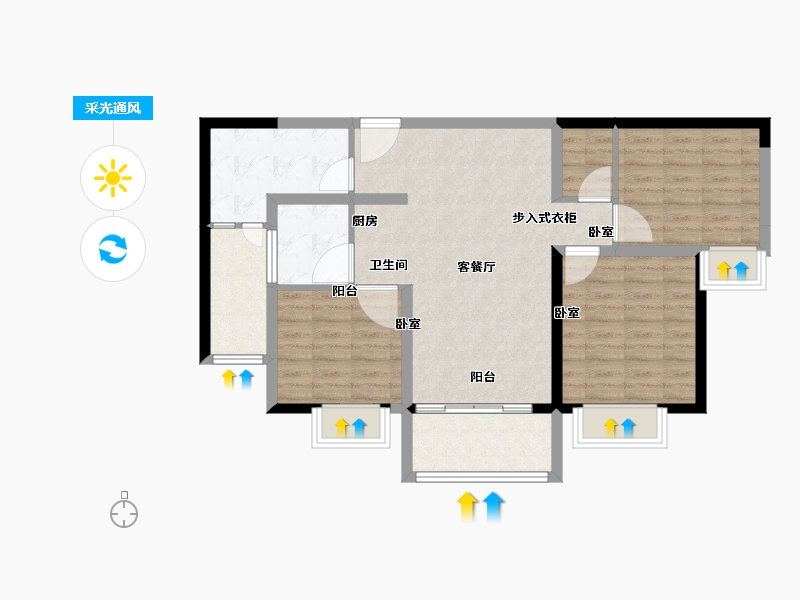 江苏省-苏州市-江湾雅园-84.00-户型库-采光通风