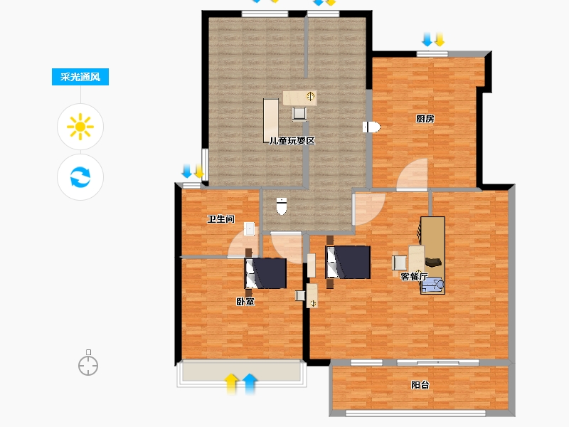 陕西省-西安市-万科锦宸-160.00-户型库-采光通风