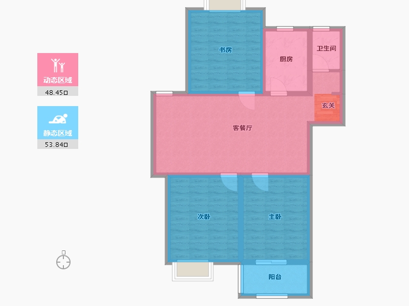 江苏省-盐城市-华兴水岸华庭-91.26-户型库-动静分区