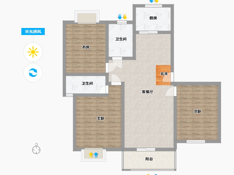 江苏省-盐城市-华兴水岸华庭-104.77-户型库-采光通风