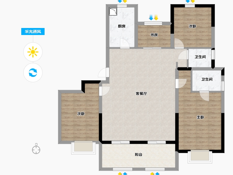 江苏省-南通市-九玺台-112.00-户型库-采光通风