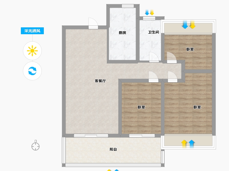 江苏省-镇江市-天怡珑蟠里·九珑苑-87.99-户型库-采光通风