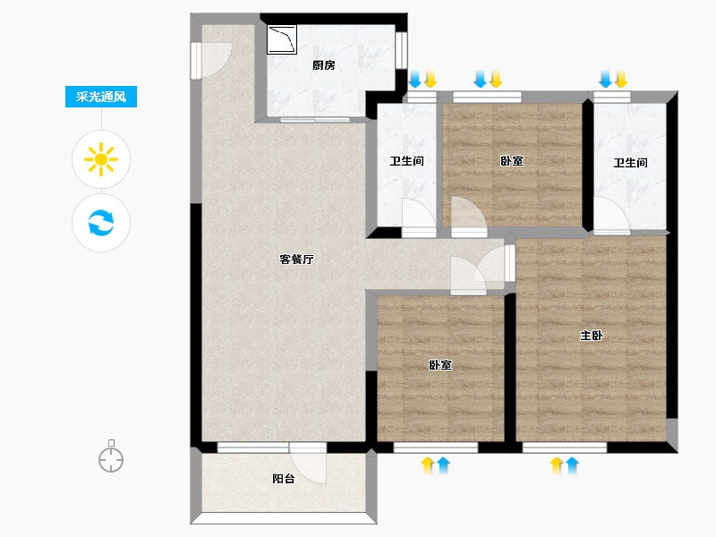 甘肃省-兰州市-兰州红星天铂-80.69-户型库-采光通风