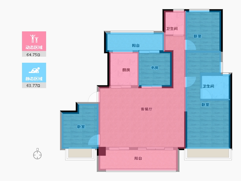 陕西省-西安市-万科锦宸-115.00-户型库-动静分区