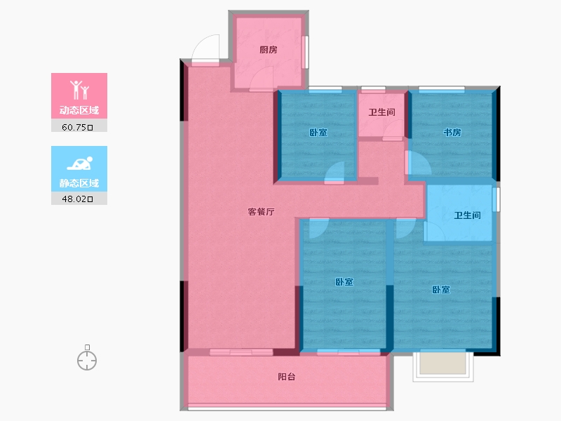 安徽省-宿州市-万成·桂花园-96.37-户型库-动静分区