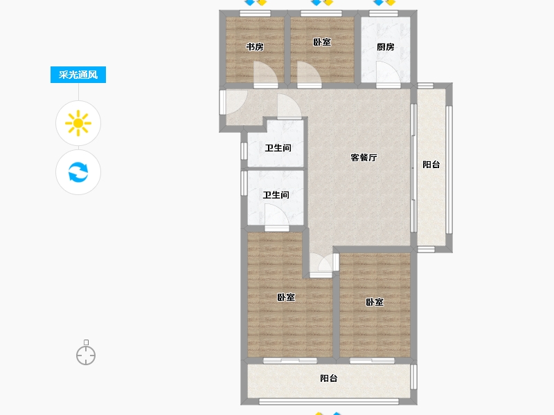 江苏省-镇江市-中建大观京江府-110.00-户型库-采光通风