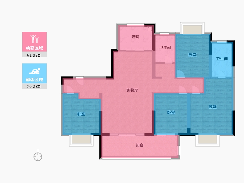 江苏省-镇江市-万科翡翠江湾-100.00-户型库-动静分区