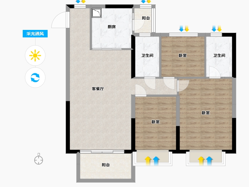 江苏省-镇江市-句容恒大云湖上郡-97.96-户型库-采光通风