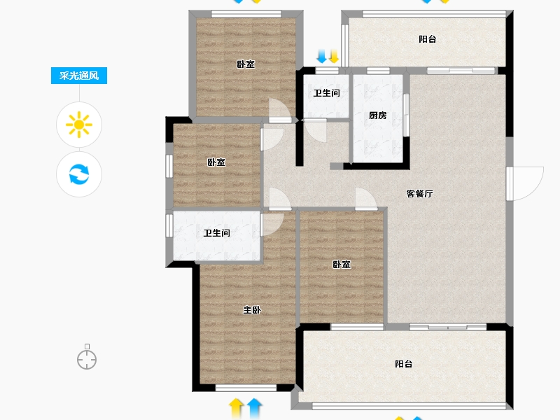 广西壮族自治区-玉林市-万昌东方韵-134.11-户型库-采光通风