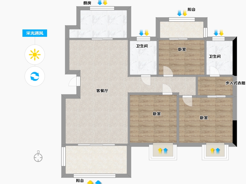 江西省-抚州市-赣东府壹号-77.99-户型库-采光通风