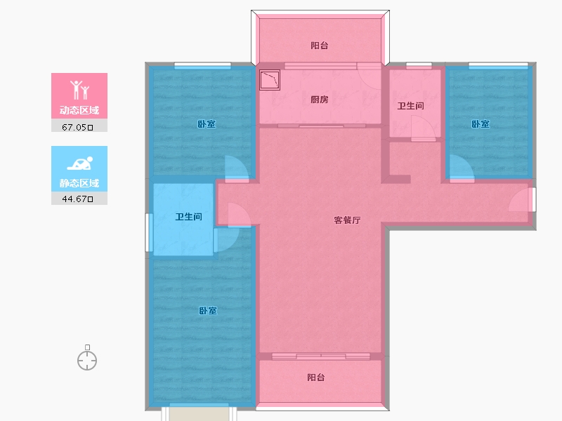 甘肃省-兰州市-冉泽御景龙湾-98.92-户型库-动静分区