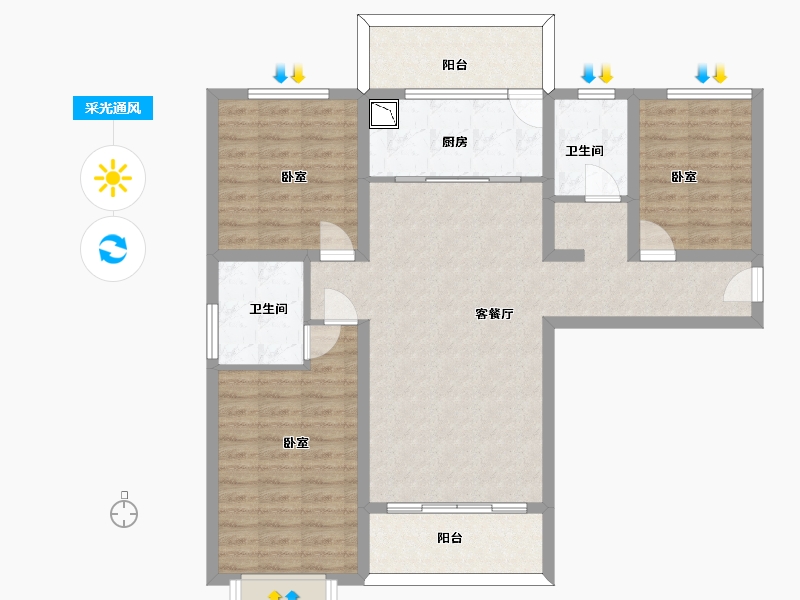 甘肃省-兰州市-冉泽御景龙湾-98.92-户型库-采光通风