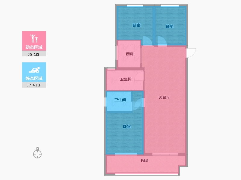 江苏省-镇江市-中建大观京江府-86.00-户型库-动静分区